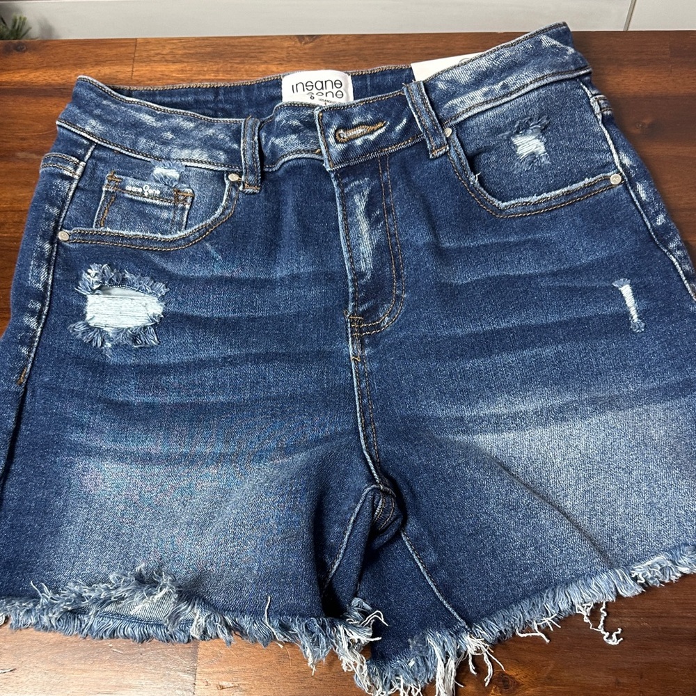 Ingeneo Women's Distressed Denim Shorts - Dark Blue